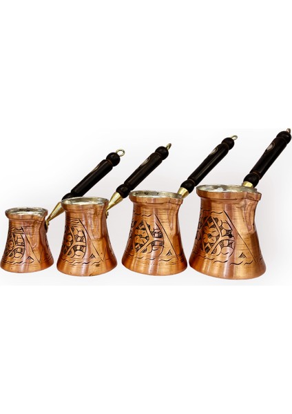 Paşa Işlemeli Skoçlu Bakır Cezve Takımı