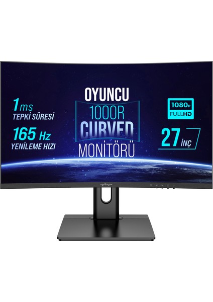 WRP27-165-B 27" 165HZ 1ms Rgb 1000R Curved (Hdmı + Display Port) Freesync + G-Sync Fhd Oyuncu Monitörü