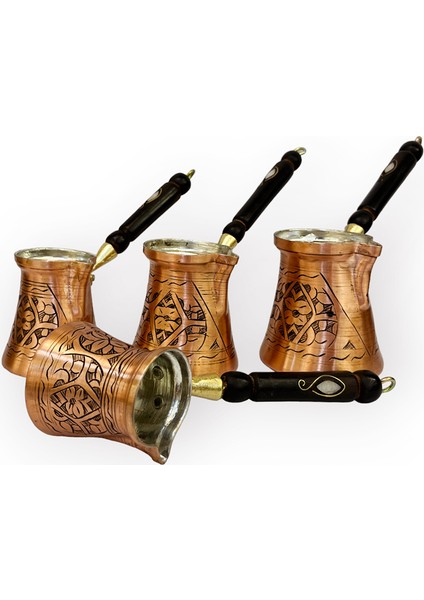 Paşa Işlemeli Skoçlu Bakır Cezve Takımı modelleri