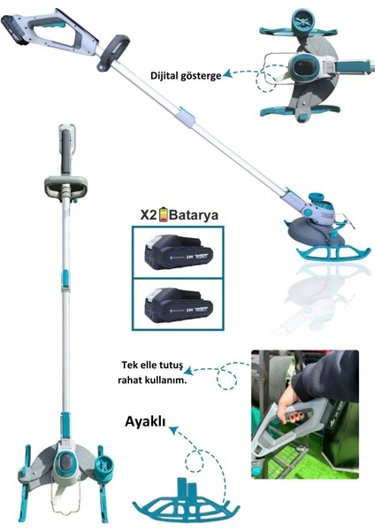 Konax Machıne Ayaklı Tırpan/çim Biçme Makinesi Mavi