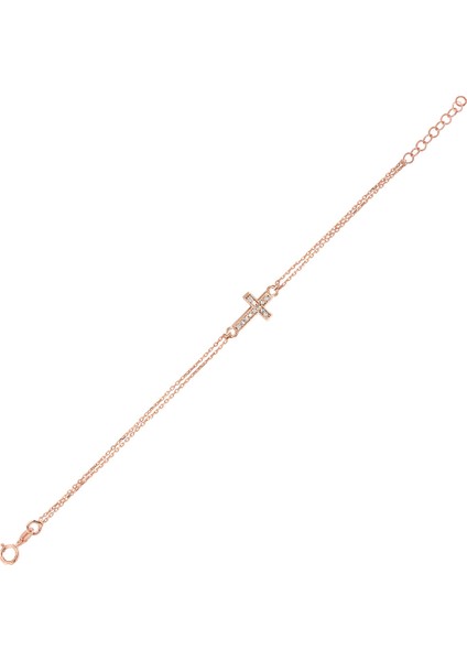 Gümüş Rose Renk Mini Haç Bileklik fiyatları