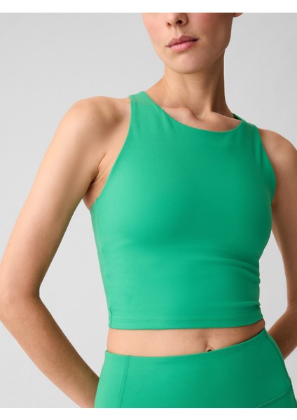 Kadın Yeşil Gapfit Halter Yaka Crop Spor Üst