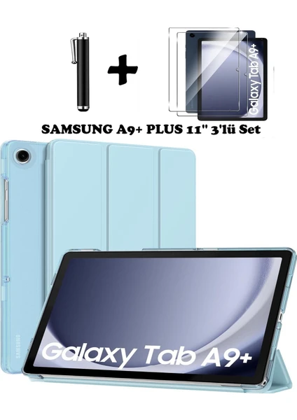 Samsun Galaxy Tab A9+ Plus X210 Uyumlu Tablet Kılıfı Ekran Koruyucu Dokunmatik Kalem Seti