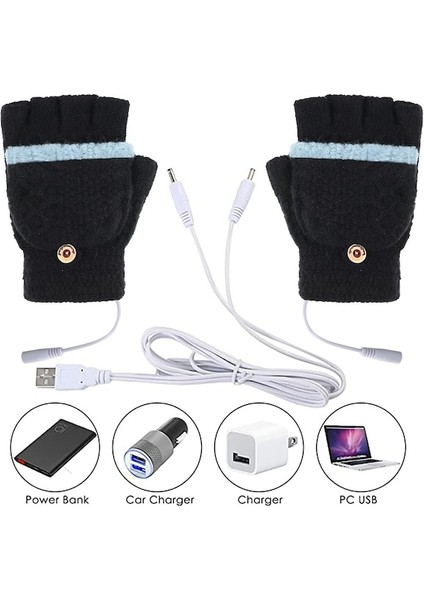 Unisex USB Parmaksız Isıtmalı Termal Eldiven (Yurt Dışından) modelleri