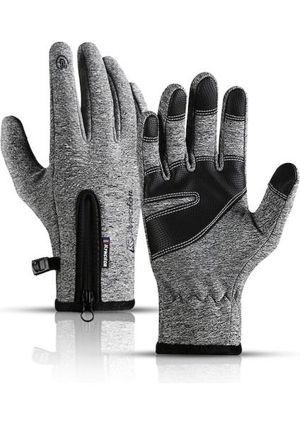 Kkc-Cc Açık Hava Kışlık Kayak Eldivenleri-Gri (Yurt Dışından)