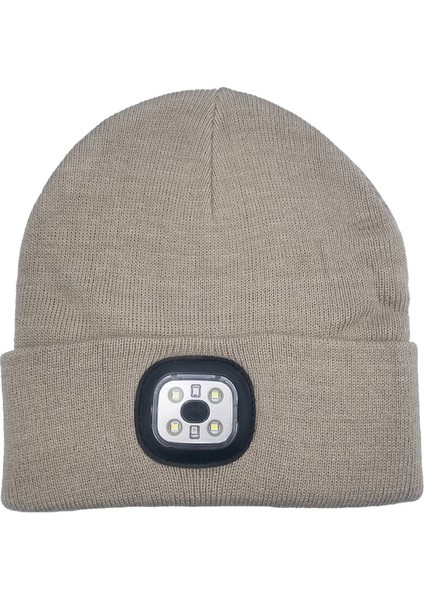 Dış Mekan 4 LED Sıcak Şapka Kışlık Örme Şapka, Yürüyüş Balıkçılık Için Işıklı Bisiklete Binme, Koşu - Kahverengi (Yurt Dışından)