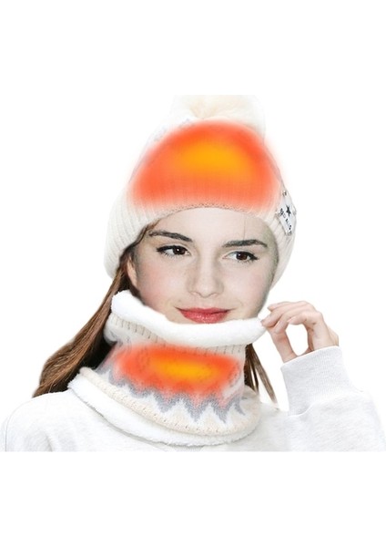 USB Isıtmalı Şapka ve Eşarp Seti Açık Kış Elektrikli Şapka Boyun Isıtıcı Kadınlar Için Yumuşak Astarlı Örme Şapka Sıcak Kap - Bej (Yurt Dışından) fiyatları
