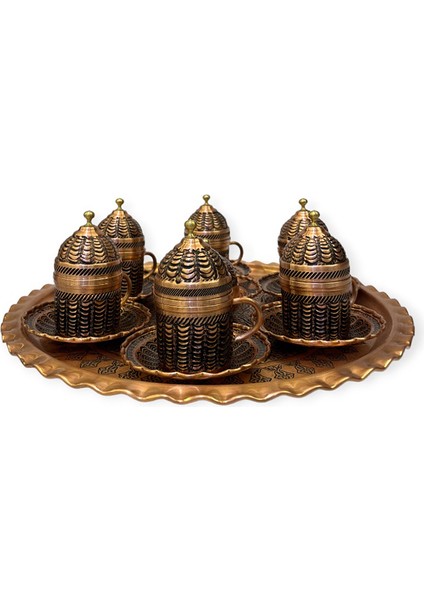 6 Kişilik Şehzade Bakır Kahve Seti