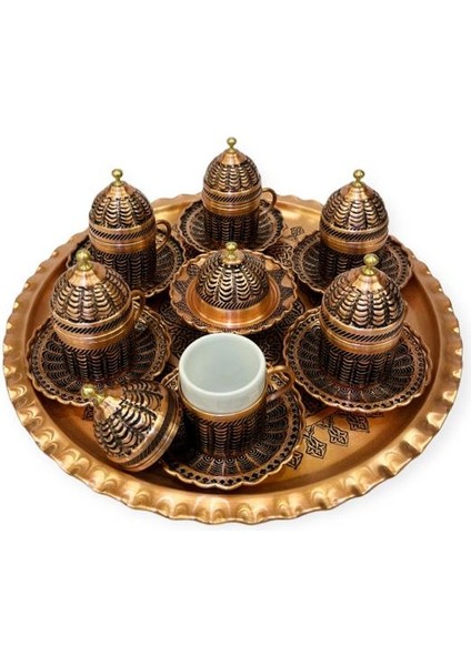 6 Kişilik Şehzade Bakır Kahve Seti