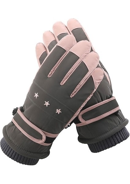 Kku-Vv Dış Mekan Sıcak Rüzgar Geçirmez Eldivenler-Gri - Pembe (Yurt Dışından)