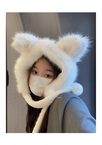 Kkv-Cc Dış Mekan Sevimli Tilki Kulaklı Peluş Şapka-Koyu Beyaz (Yurt Dışından) fiyatları