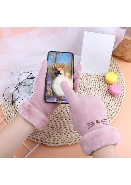 Dokunmatik Ekran Kadife Kalın Soğuk Önleyici Peluş Kürklü Eldiven 001 (Yurt Dışından) indirimleri