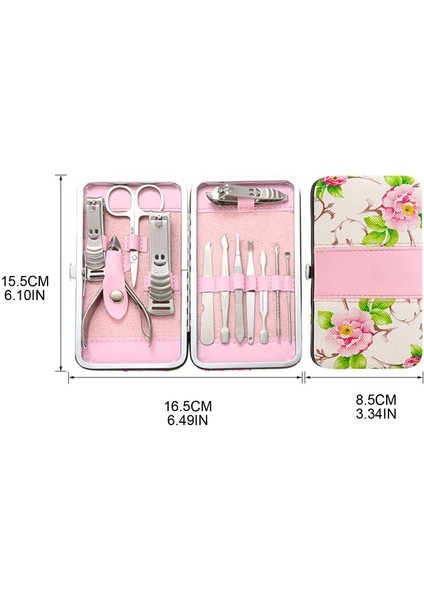 E8BB 12 Adet Manikür Seti Tırnak Makası Paslanmaz Çelik Manikür Seti Taşınabilir Seyahat Bakım Seti, Tırnak Eti ve Tırnak C (Yurt Dışından)