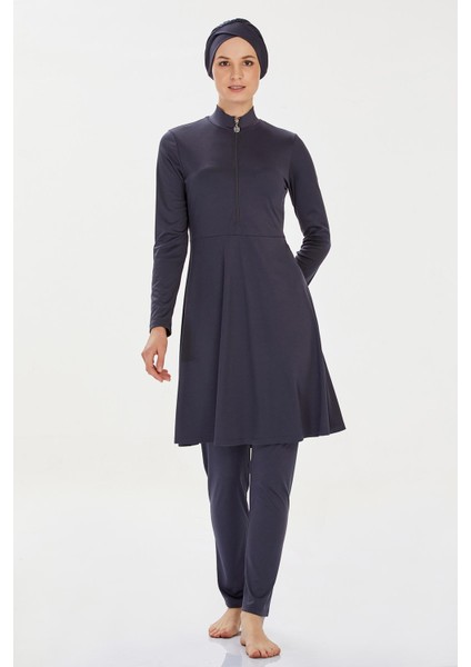 Likralı Tesettür Mayo Maysız Düz 9020 Antrasit