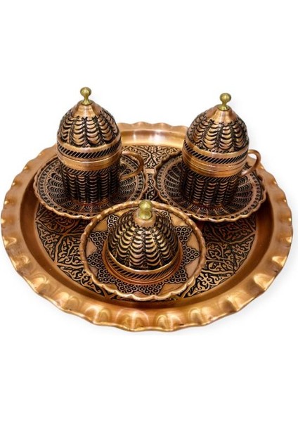 2 Kişilik Şehzade Bakır Kahve Seti