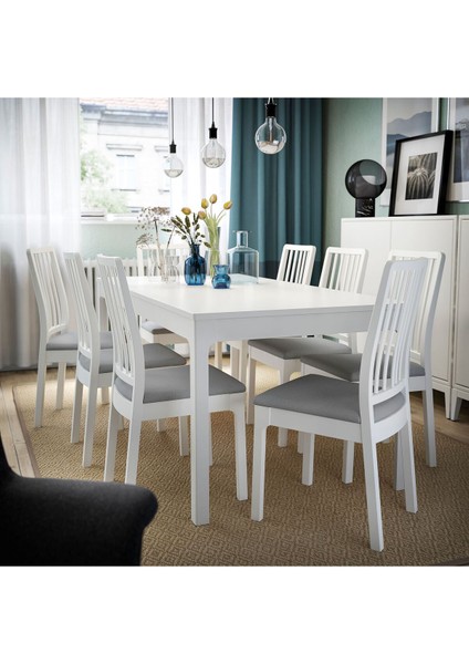 Ekedalen Açılır Yemek Masası, Beyaz 4-6 Kişilik, Açılabilir, 120/180X80 cm