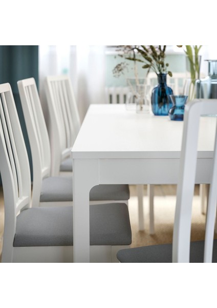 Ekedalen Açılır Yemek Masası, Beyaz 4-6 Kişilik, Açılabilir, 120/180X80 cm