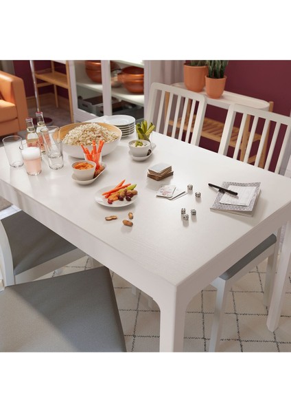 Ekedalen Açılır Yemek Masası, Beyaz 4-6 Kişilik, Açılabilir, 120/180X80 cm