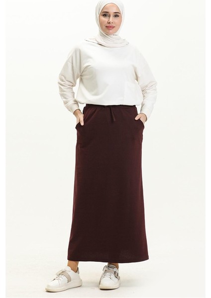 Beli Bağlamalı Cepli Spor Etek - 00152 - Mürdüm