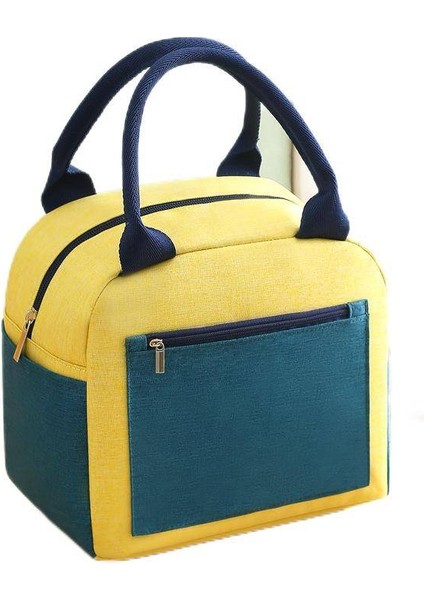 Kalınlaşmış Su Geçirmez Öğle Yemeği Kutusu Renk Bloklu Yalıtımlı KUTU-23*14*20CM-SARI (Yurt Dışından)