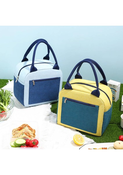 Kalınlaşmış Su Geçirmez Öğle Yemeği Kutusu Renk Bloklu Yalıtımlı KUTU-23*14*20CM-SARI (Yurt Dışından)