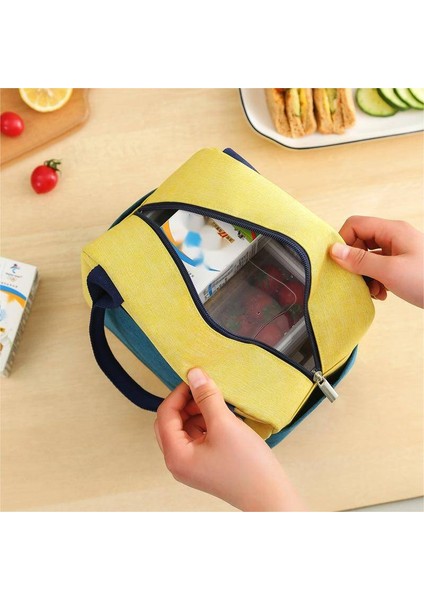 Kalınlaşmış Su Geçirmez Öğle Yemeği Kutusu Renk Bloklu Yalıtımlı KUTU-23*14*20CM-SARI (Yurt Dışından)