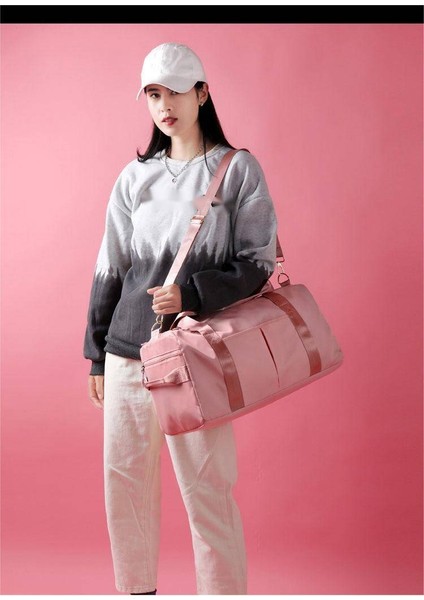 Kuru ve Islak Ayırma Spor Çantası ile Büyük Kapasiteli Seyahat ÇANTASI-46*22*24CM-PEMBE (Yurt Dışından)