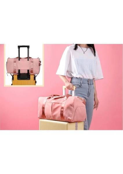 Kuru ve Islak Ayırma Spor Çantası ile Büyük Kapasiteli Seyahat ÇANTASI-46*22*24CM-PEMBE (Yurt Dışından)