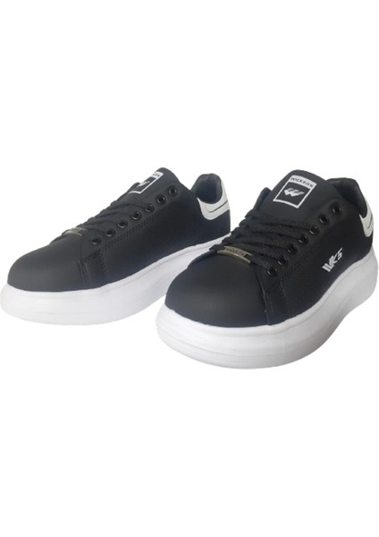 Unısex Siyah-Beyaz Ortopedik Düz Taban Sneaker Spor Ayakkabı Wckrs-99