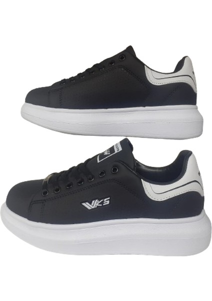 Unısex Siyah-Beyaz Ortopedik Düz Taban Sneaker Spor Ayakkabı Wckrs-99