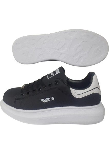 Unısex Siyah-Beyaz Ortopedik Düz Taban Sneaker Spor Ayakkabı Wckrs-99