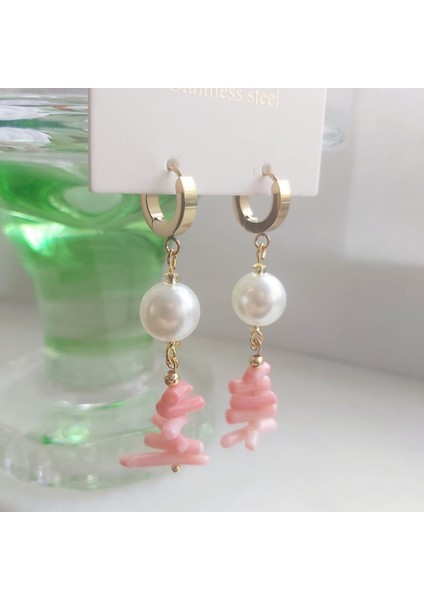 Pembe Mercan Çelik Küpe modelleri