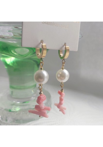 Pembe Mercan Çelik Küpe fırsatları