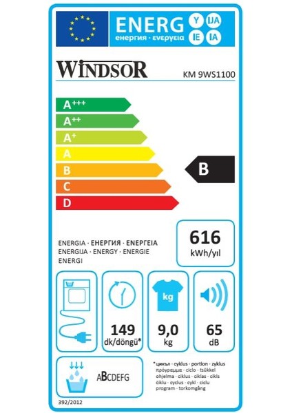 Km 9WS1100 B Enerji Sınıfı 9 kg Kurutma Makinesi