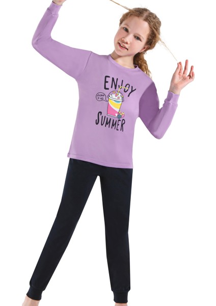 Erdem Weweus Lila Kız Çocuk Pijama Takımı 3751