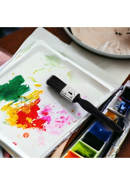 Plastik Saplı Yağlı Boya Fırça No: 1 Resim Ressam Fırçası Hobi Sanat Duvar Metal Ahşap Boyama