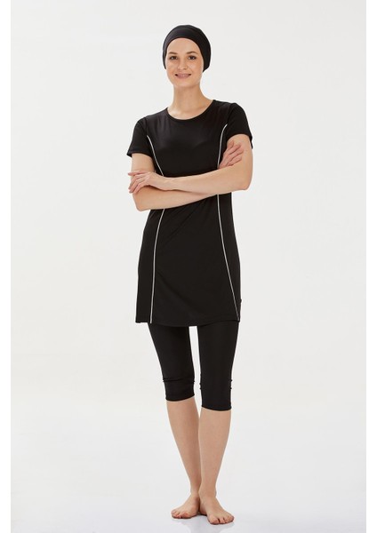 Kısa Kollu Yarı Kaplı Mayo Margarıt 9091 Siyah modelleri