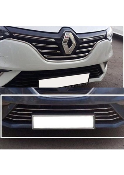 Megane 4 Krom Set Ön Tampon Çıtası ve Ön Panjur 12 Parça 2016 - 2020 Paslanmaz Çelik