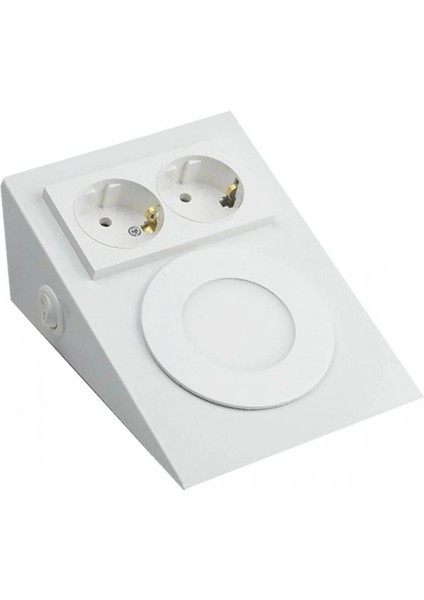 Metal Kasa, Çift Prizli, Aç - Kapa Düğmeli, 2,5 Watt Günışığı Ledli Tezgah - Dolap Armatürü - Beyaz