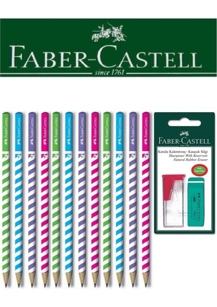 12'li Candy Roll Kalem ve Kutulu Kalemtıraş+Silgi Seti Blister