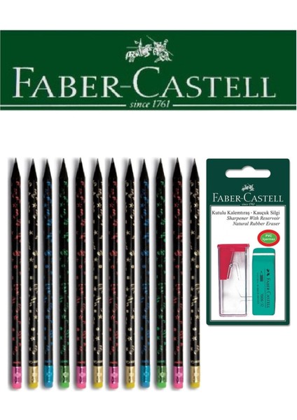 12'li Party Kurşun Kalem ve Kutulu Kalemtıraş+Silgi Seti Blister