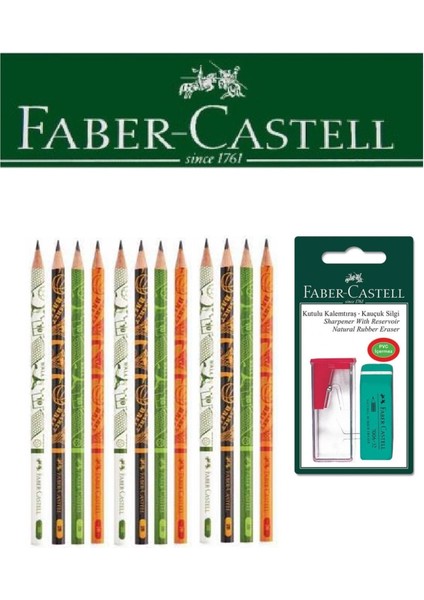 12'li Spor Kurşun Kalem ve Kutulu Kalemtıraş+Silgi Seti Blister