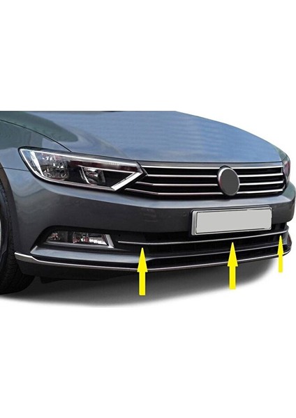 Passat B8 Krom Ön Tampon Çıtası Sis Arası 3 Parça 2015 - 2019 Paslanmaz Çelik