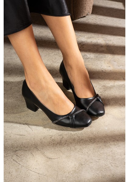 Kadın Alçak Ökçe Topuklu 5 5 cm Stiletto Taşlı Abiye Kadın Topuklu Ayakkabı