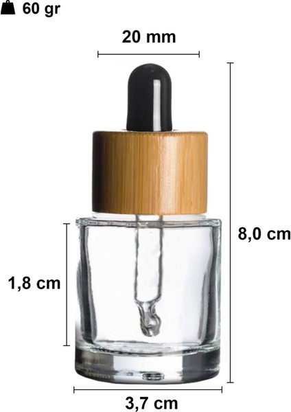 Damlalık 100 ml / 50 ml / 20 ml Şeffaf Bambu Kapaklı Cam Şişe Dropper Ahşap