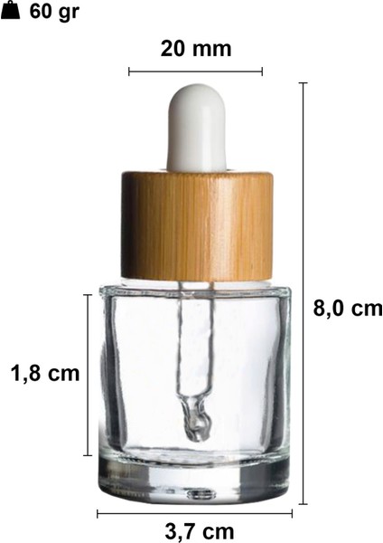 20 cc Şeffaf Damlalık Beyaz Ahşap Bambu Sızdırmaz Kapaklı 20 ml Dropper Cam Serum Şişesi 6 Adet fiyatları