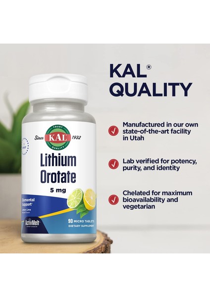 Kal Lithium Orotate Activemelt 5 Mg 90 Tablet