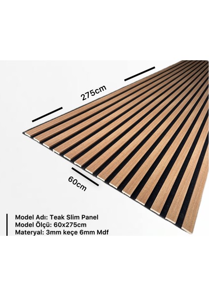 Dekor Var Akustik Slim Duvar Kaplama Paneli 60CM x 275CM