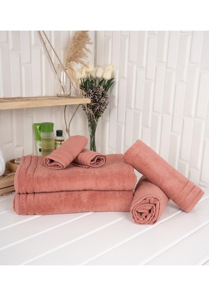 Baveno Home  Pamuk 6 Parça Microcotton Mutfak Havlusu / El & Yüz Havlusu / Banyo Havlusu Seti Hürsan Saphir