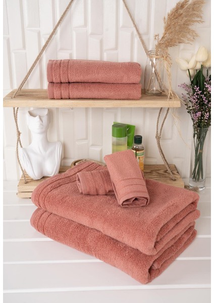 Baveno Home  Pamuk 6 Parça Microcotton Mutfak Havlusu / El & Yüz Havlusu / Banyo Havlusu Seti Hürsan Saphir